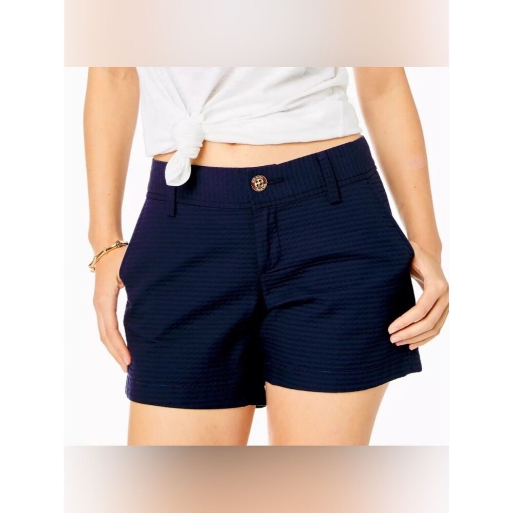 Lilly Pulitzer True Navy Callahan Jacquard Shorts 10 Resort Wear Quiet Luxury
